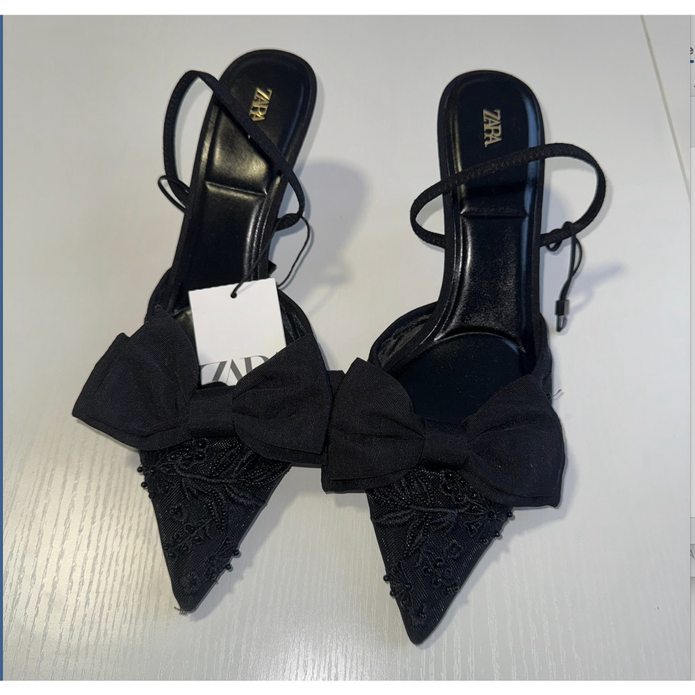 Mesh Bow Slingback Heels Size 41 EU 10 US - Picture 5 of 9